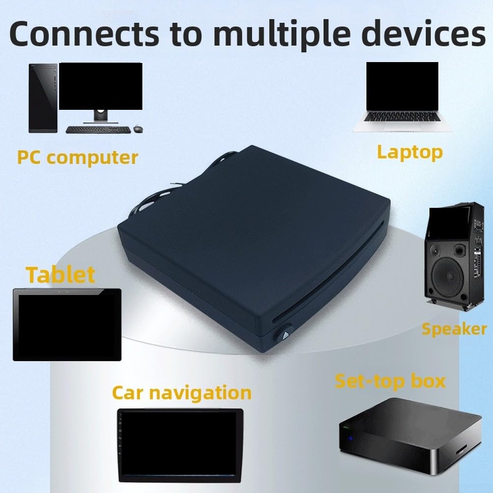 Lettore CD esterno per auto con ingresso AUX USB per musica senza perdita di dati, disco compatto in ABS per sistemi audio auto, 14,8 cm