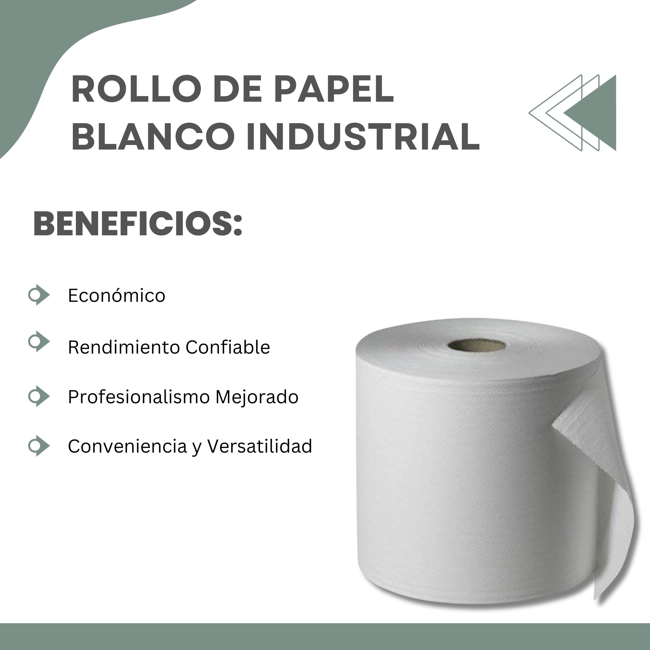 BALSAT | 6 Bobinas de papel industrial blanco | 100% Pasta Virgen | Paquete de 6 Unidades | Bobinas industriales