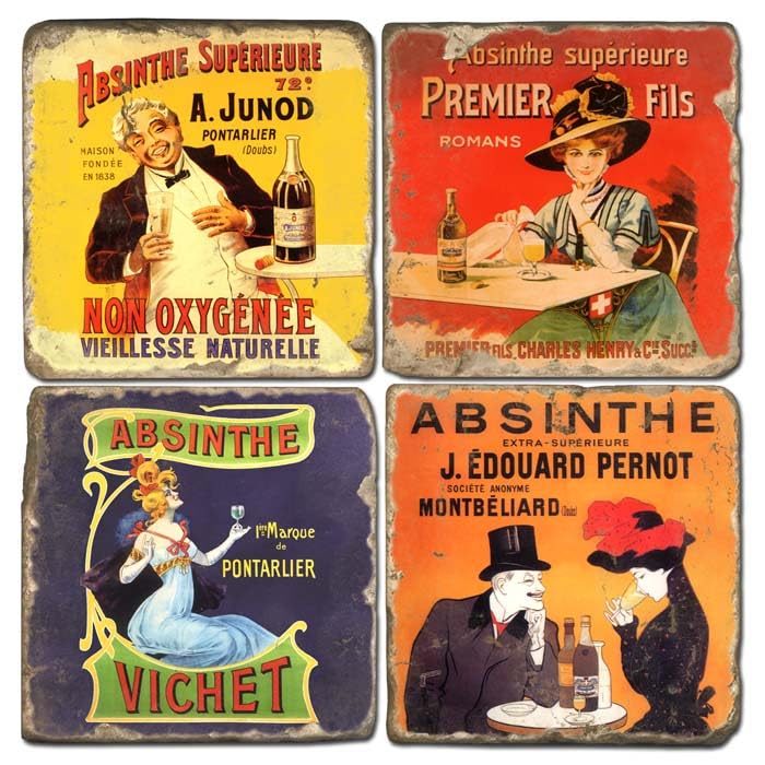 MetrStudio Vertu, Set of 4, Absinthe Tumbled Botticino Marble 4.25"" Coasters