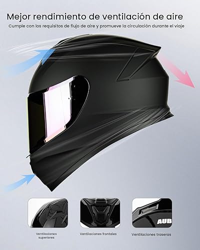 Miniatura 3 de Cascos de motocicleta para adultos, hombres y mujeres, casco ligero de cara completa para bicicleta de calle, carreras, DOT con visera extra