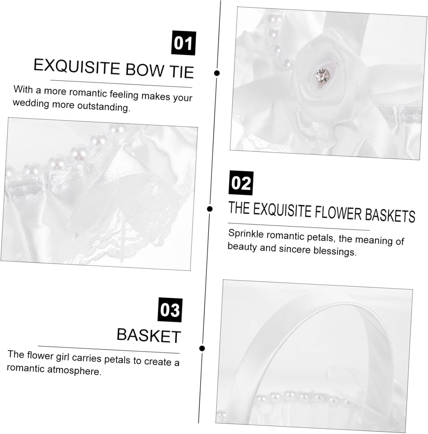 Flower Girl Basket,Rattan Basket,1pc Wedding Flower Basket Wedding Party Banquet Girl Basket Wedding Candy Basket Outdoor Basket Outdoor Gifts, White