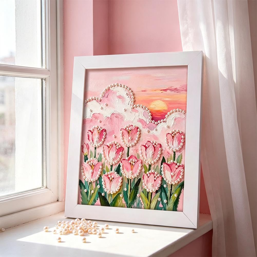 Amazon.co.jp: ダイヤモンドアート キット パールアート【17×22cm・花