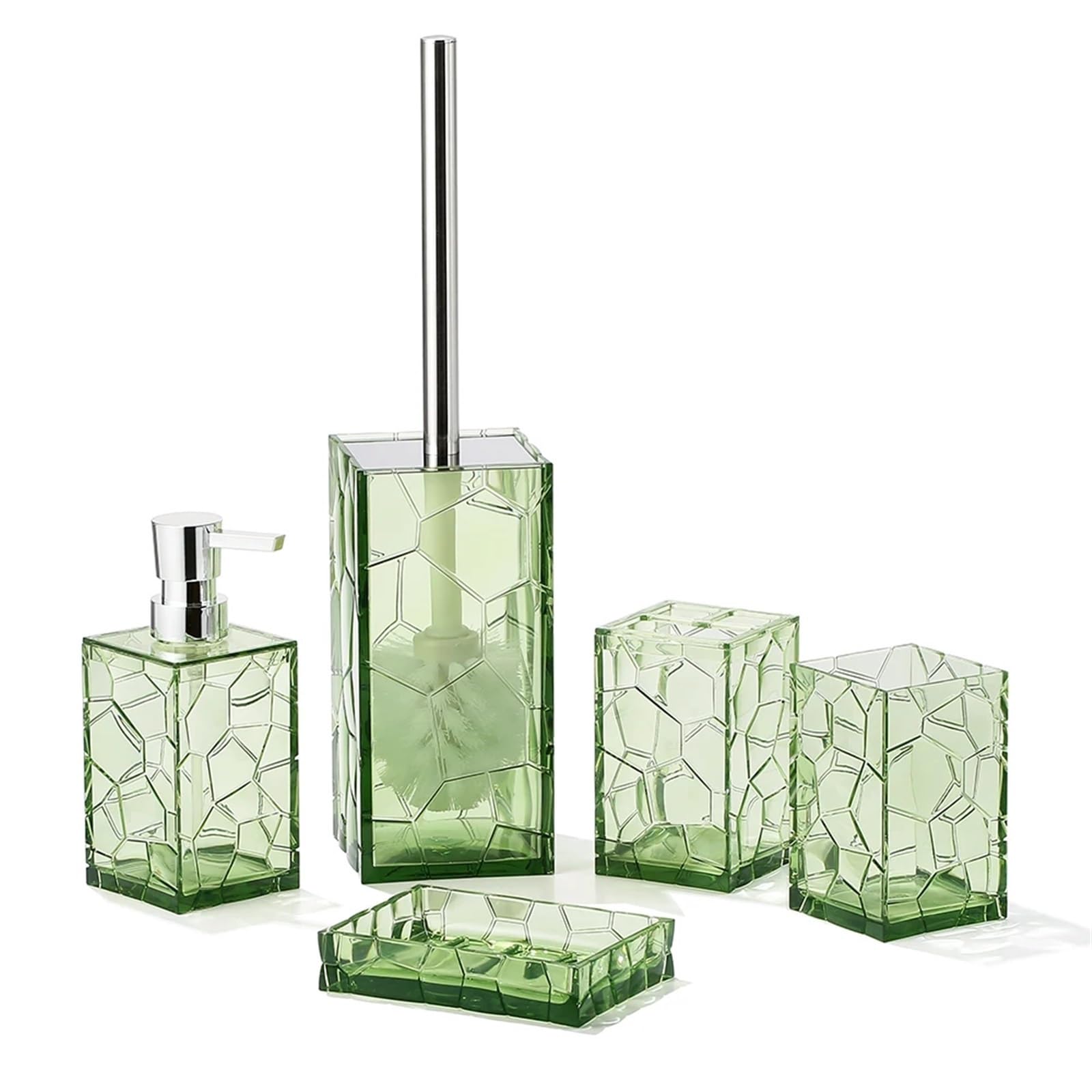 Set di Accessori per Il Bagno Set di Accessori da Bagno Set di Accessori da Bagno da 5 Pezzi dal Design Trasparente antiruggine(Green)