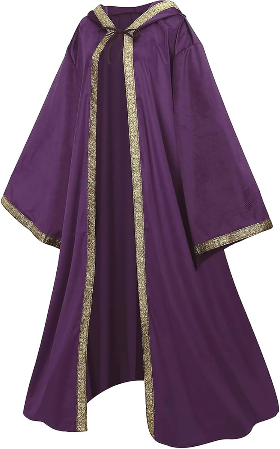 Velvet Wizard Robe Cloak with Hood Men Women, Sorcerer Renaissance Costume Medieval Cape Long Sleeve Halloween - Image 4