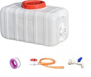 Water Tank White Water Tank With Faucet, 110L Thick Plastic Horizontal Water Storage Container, Rectangular Storage Bucket With Lid, Portable Camping Water Container For Field Travel Car Us(Size:110L