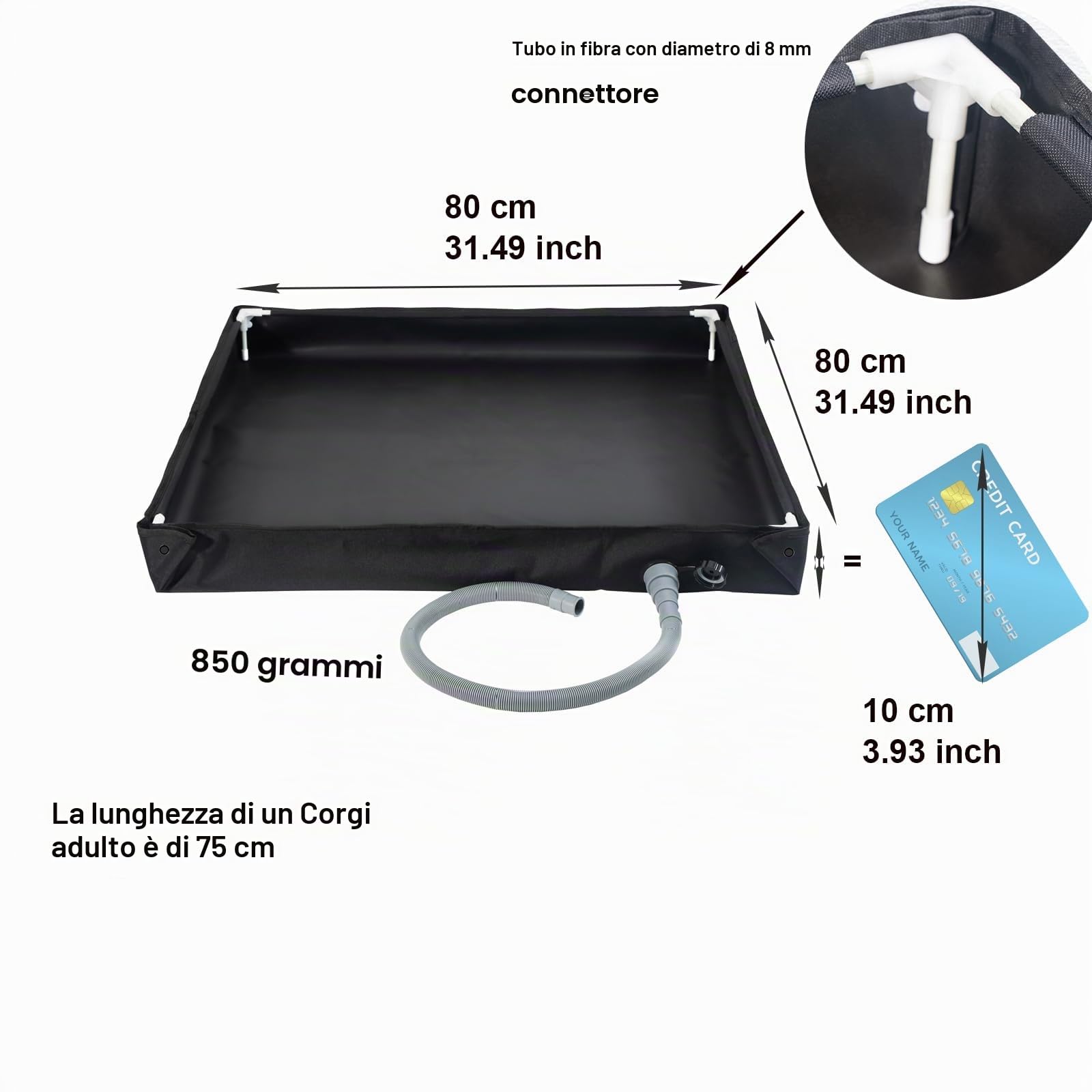 Piatto Doccia Portatile Pieghevole 80×80×10 cm,Base Doccia Impermeabile con Tubo di Scarico – Soluzione compatta per tenda e roulotte,Pratico per doccia da campeggio,Camper,Auto e animali domestici