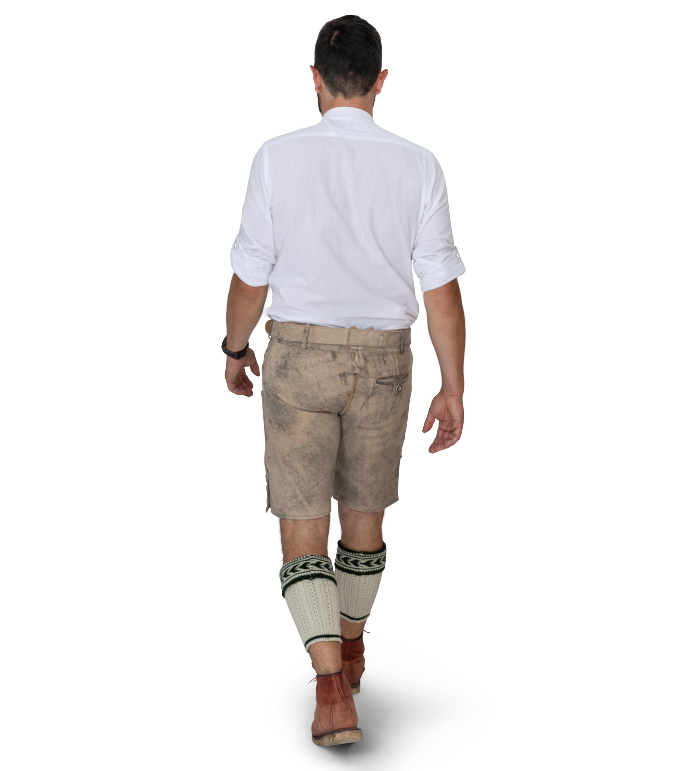 Schöneberger Trachten Couture Herren Lederhose kurz, Nubuk-Leder Trachtenhose für Oktoberfest, Trachtenlederhose gespeckt Sepp