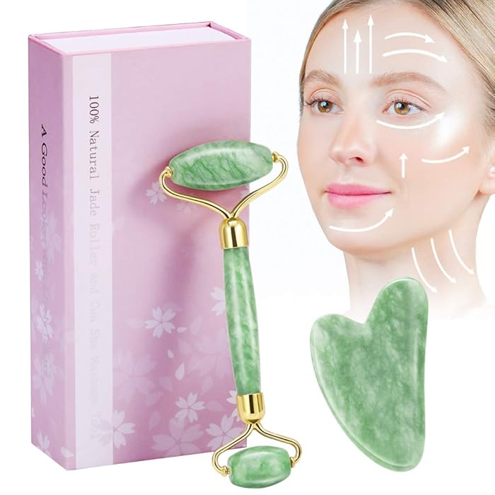 Buy Jade Roller and Gua Sha Scraping, Face Roller Set, Aioure 3in1