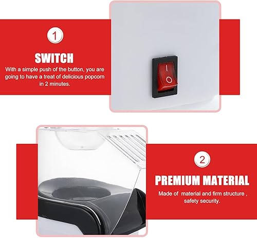 Miniatura 8 de DOITOOL Pequeña máquina de palomitas de maíz de aire caliente para uso doméstico, máquina eléctrica de aperitivos con construcción de primera