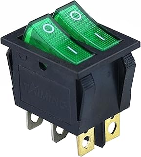 FUERLI Interruptor basculante de Barco Doble KCD2 de 6 Pines de Encendido y Apagado con luz roja Verde 20A 125VAC (Color : Green)
