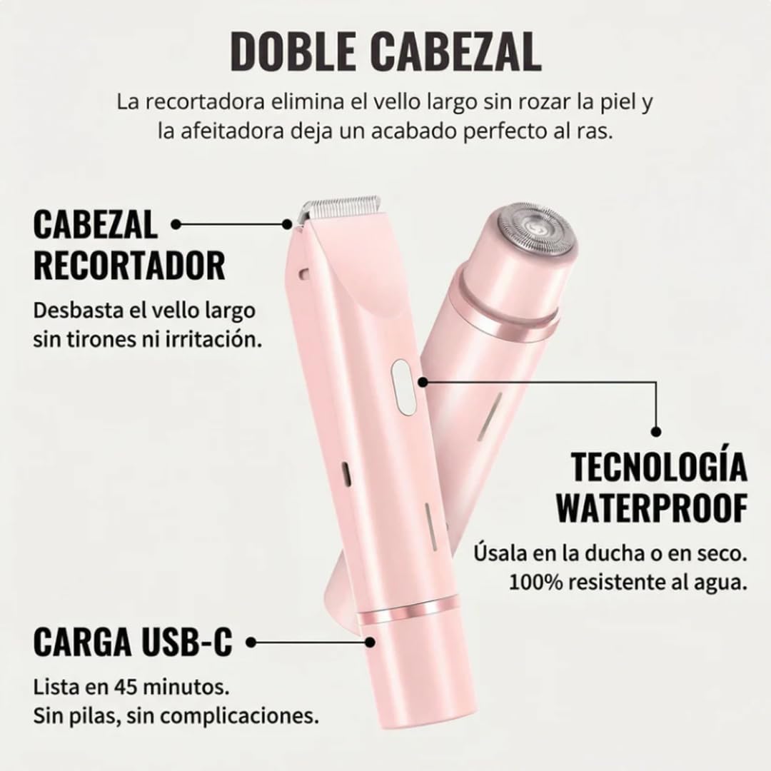 Razerly Maquinilla Mujer, Afeitadora Eléctrica Impermeable IPX7, Recargable USB-C, Sin Irritaciones Para Todo El Cuerpo (Blanco)