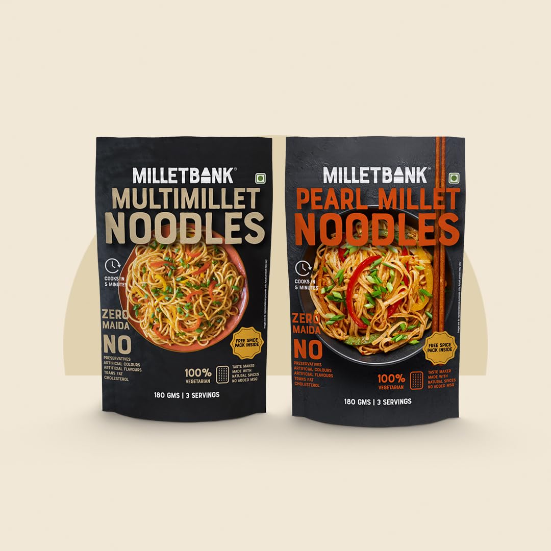 Millet Bank Multimillet and Pearl Millet Noodles Combo | No Maida, Not Fried, No MSG | Pack of 2-180g Each (B0CWLLH8V3) Amazon Price History, Amazon Price Tracker