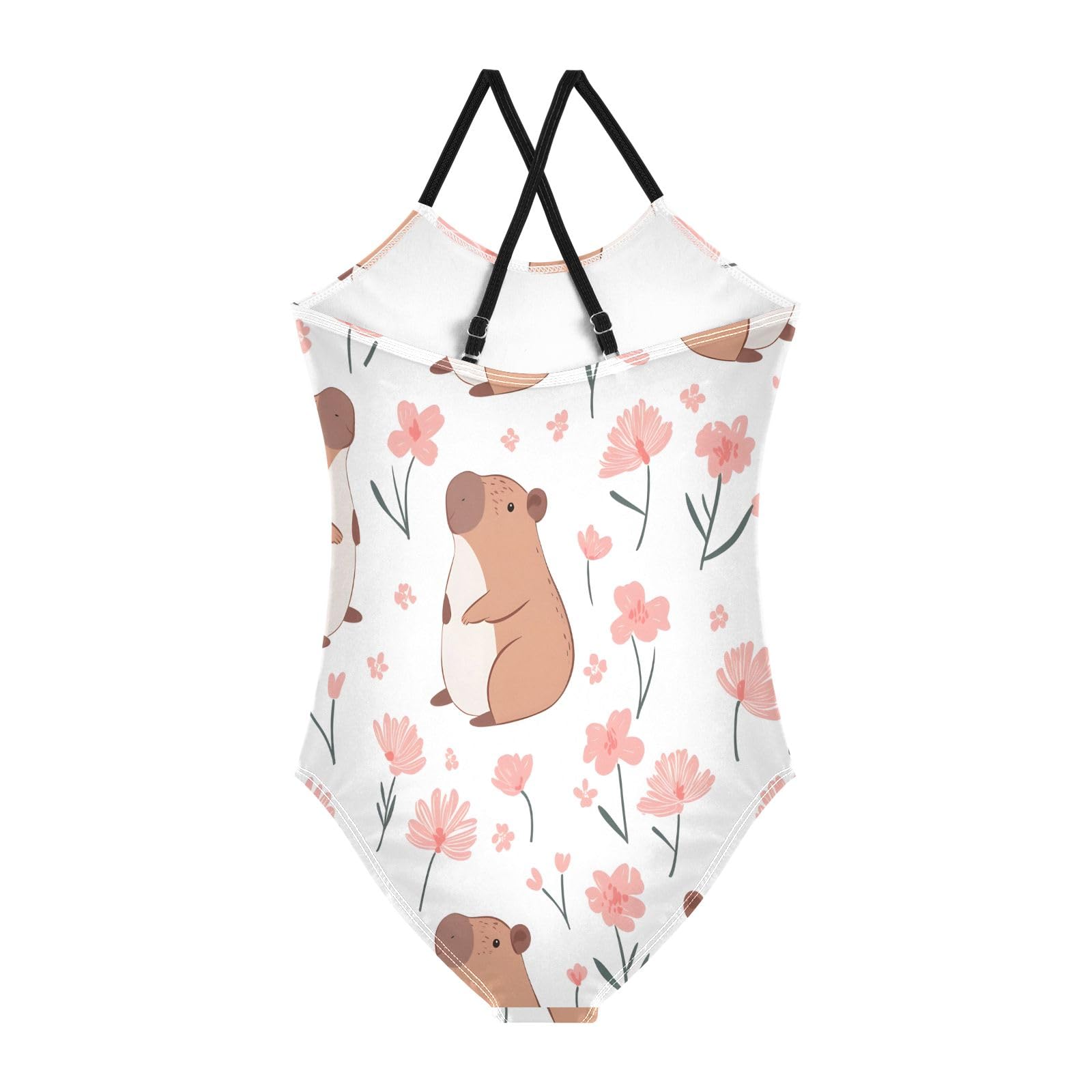 Capibara Pattern Girls One-Piece Swimsuit Beach Swim Bathing Suit