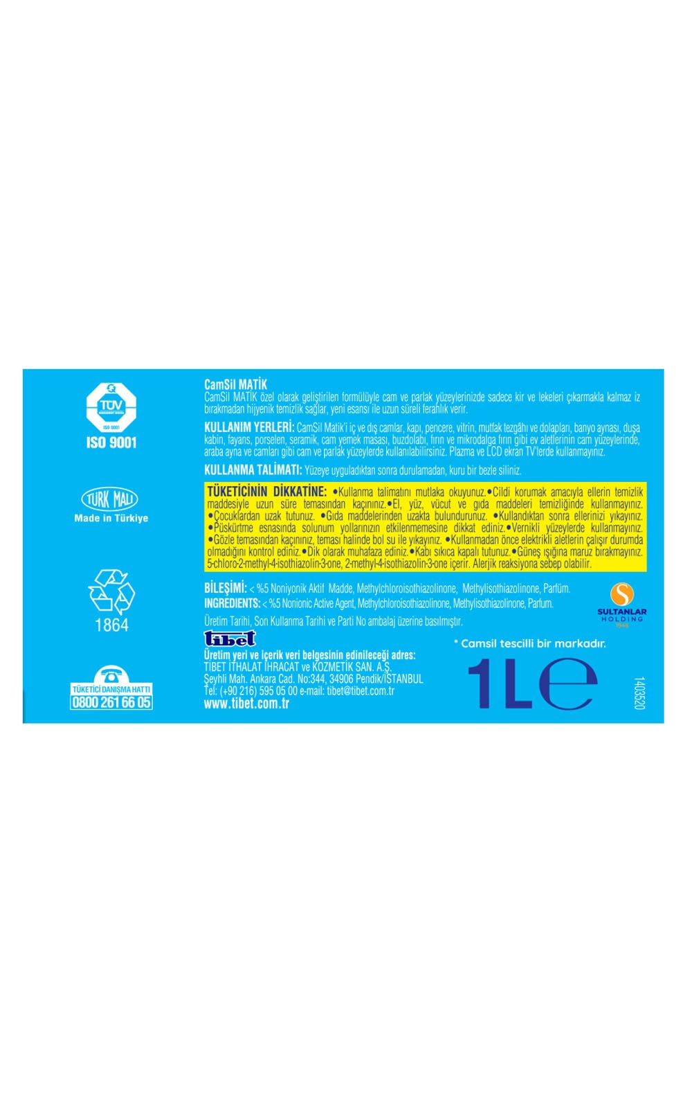 CAMSİL PROMOSYONLU 500ML MATİK + 1LT DÖKME ORJİNAL MAVİ