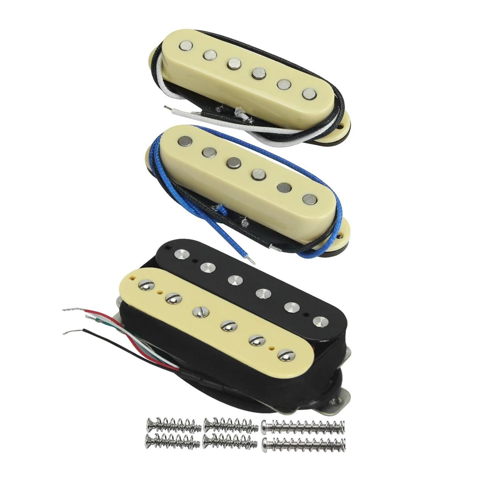 3 Teiliges SSH Gitarren Elektro Tonabnehmer Set Alnico 5 Interleaved Single/Hybrid Instrumentenzubehör(Cream and Zb)