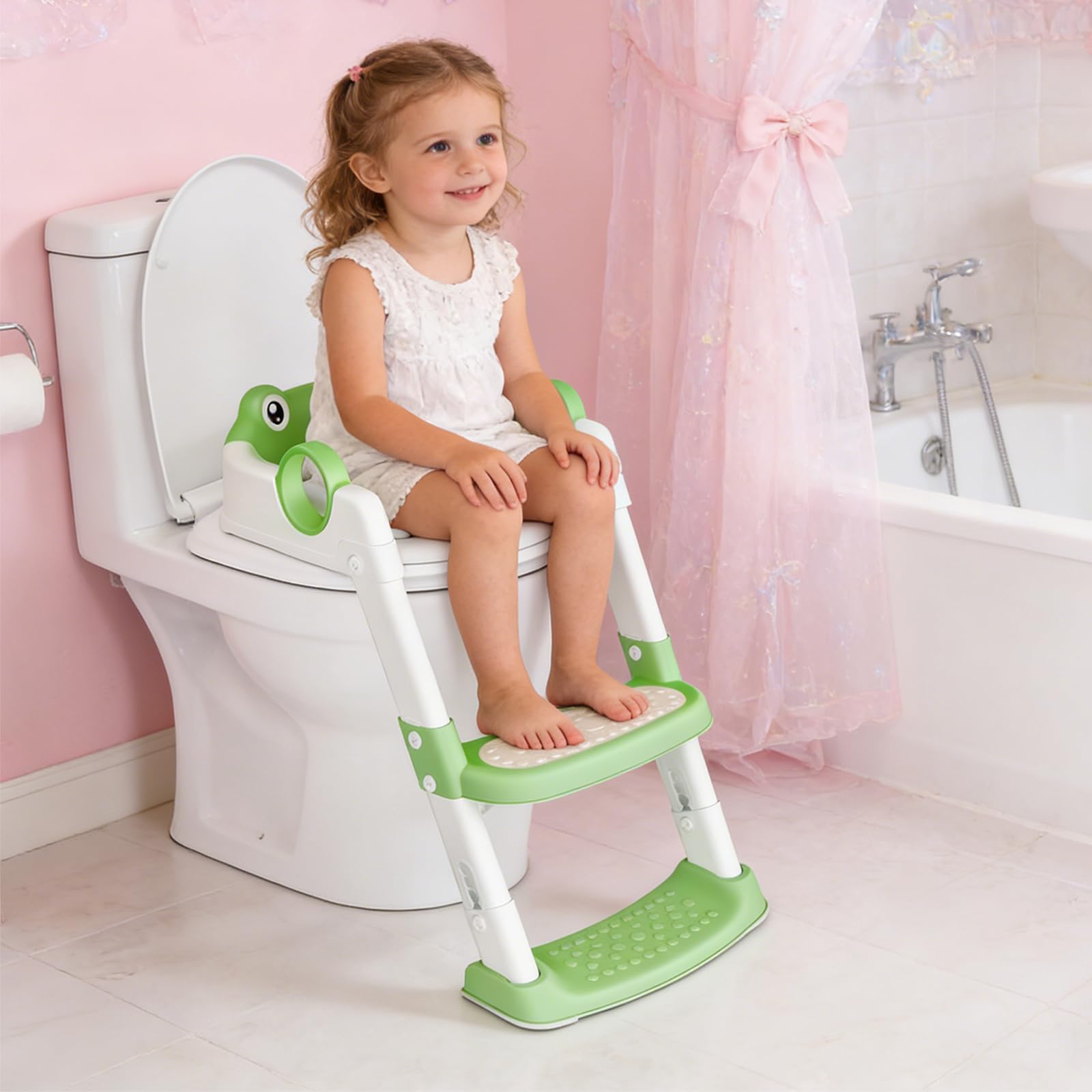 Toilettensitz Kinder mit Treppe,Toilettentrainer für Kind,Toilettenleiter für Kind,2-in-1 kinder Toilettensitz mit Treppe,Verstellbar Toilettentrainer Toilettensitz für Jung und Mädchen