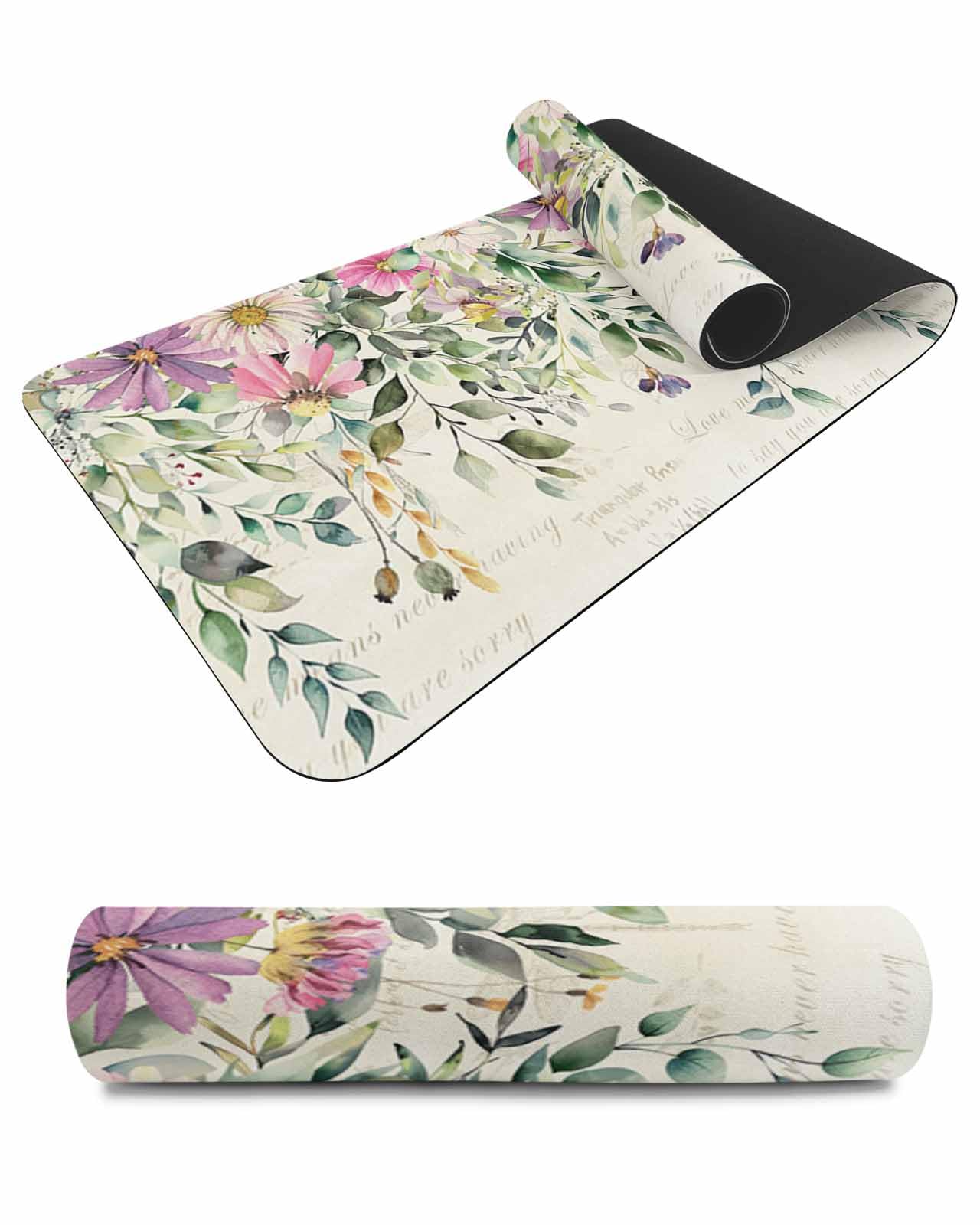 Debedcor Heat Proof Table Pads Waterproof Decorative, Farmhouse Eucalyptus Non-Slip Table Countertop Protector, Spring Pink Floral Vintage Insulation Mat for Kitchen Room, 40 x 12 Inches