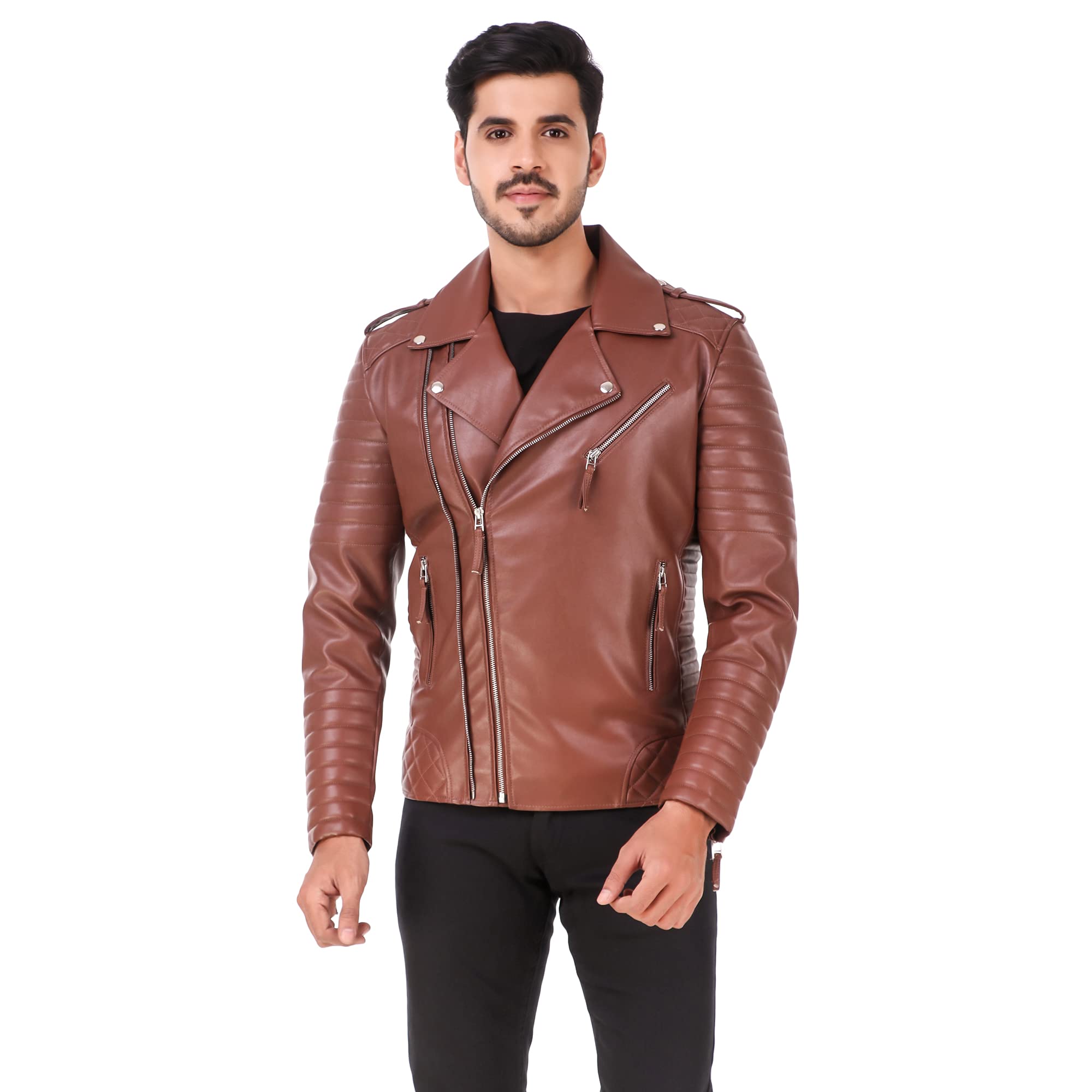 leather retail Men's Faux Leather Motorcycle Fashion Biker Style-picture-30