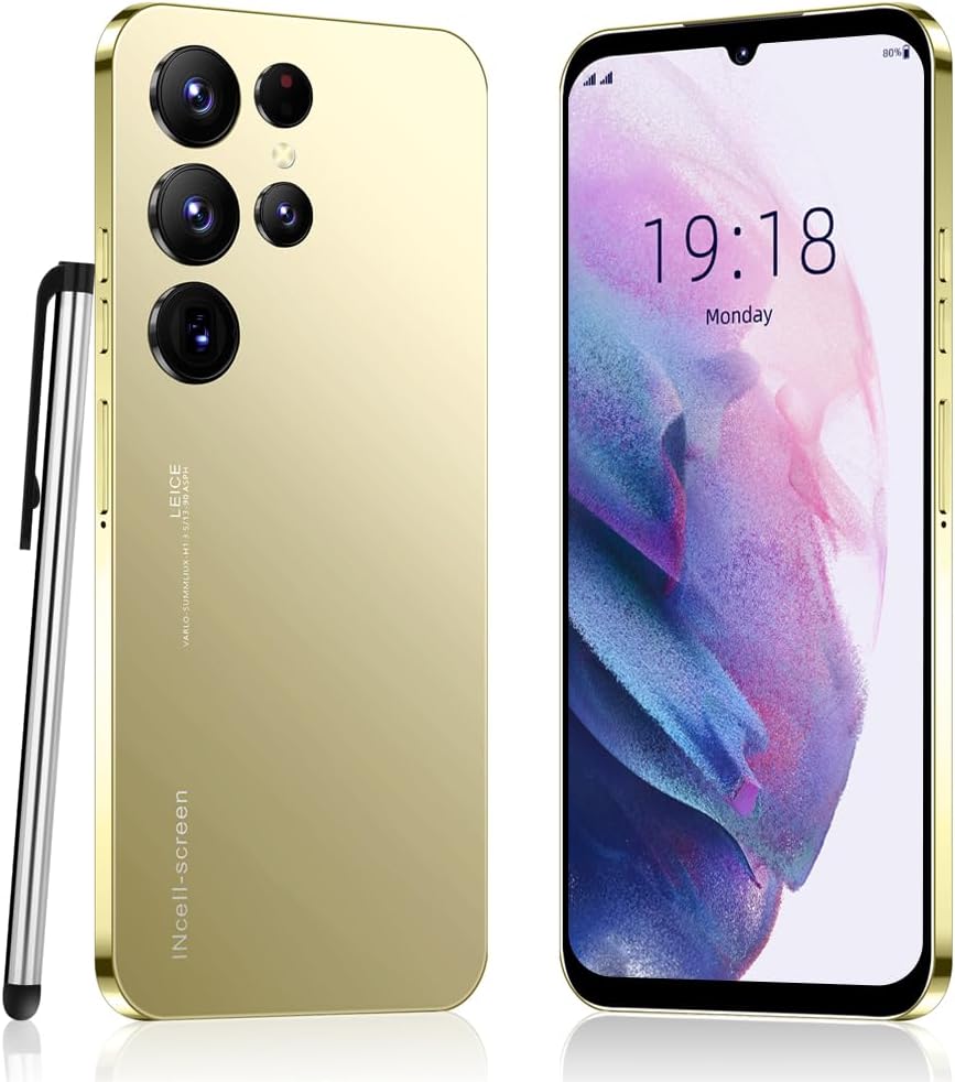 Cheap Smartphone， 6.6'' HD Display, Android 10 OS, 16GB ROM(Extendable to 128GB), Dual SIM Dual Camera, WiFi,GPS,Face ID Mobile Phones (Golden)