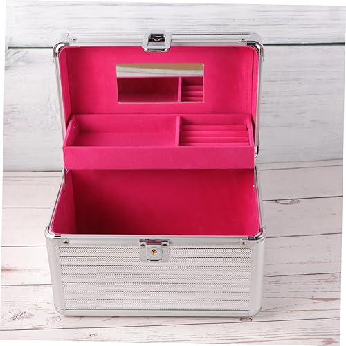 Miniatura 4 de FRCOLOR 2pcs Maquillaje Brishes Cosmetiquera Viaje Maquillaje Aleación de Aluminio Portátil Bolsa de Maquillaje Bandeja de Maquillaje Estuche de