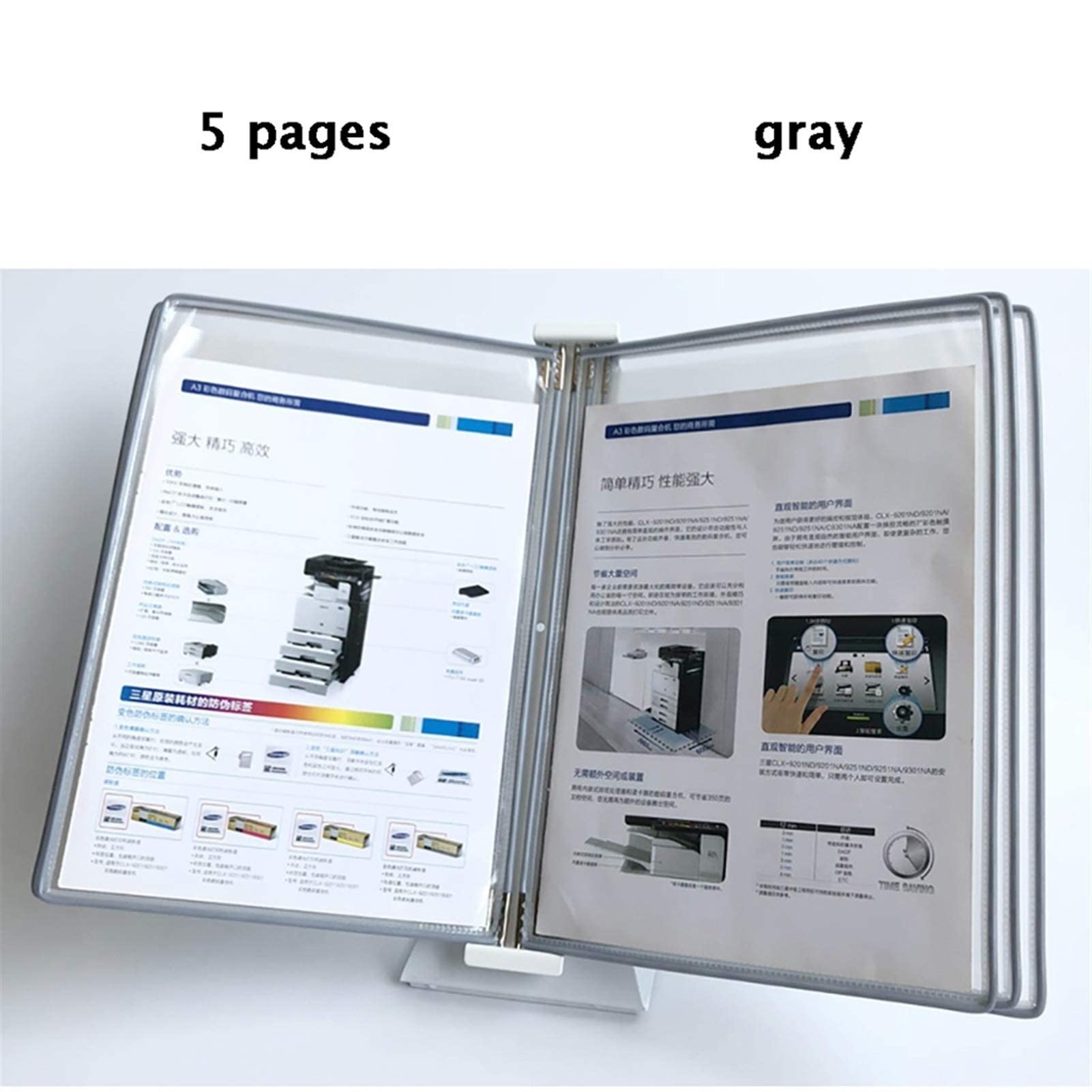Organizzatore di Documenti da Scrivania - Organizzatore di Riferimento da Scrivania A4, Schedario A Parete A 5 Pannelli, Riferimento Documenti da Parete R,Grey