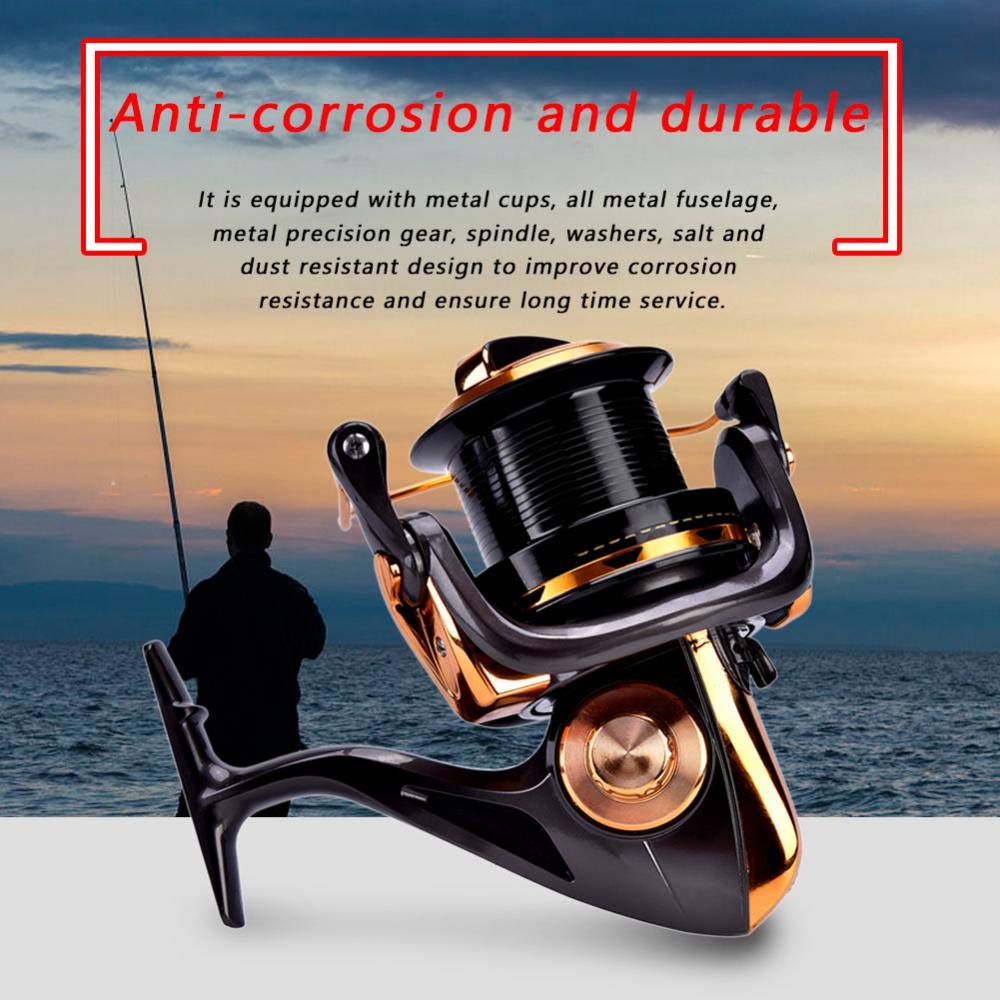 Alomejor 1 Unid Carrete de Pesca, 12 + 1BB Fundición Metálica Mar Pesca Carrete Carrete de Pesca de Alta Velocidad Spinning Tackle Accesorios