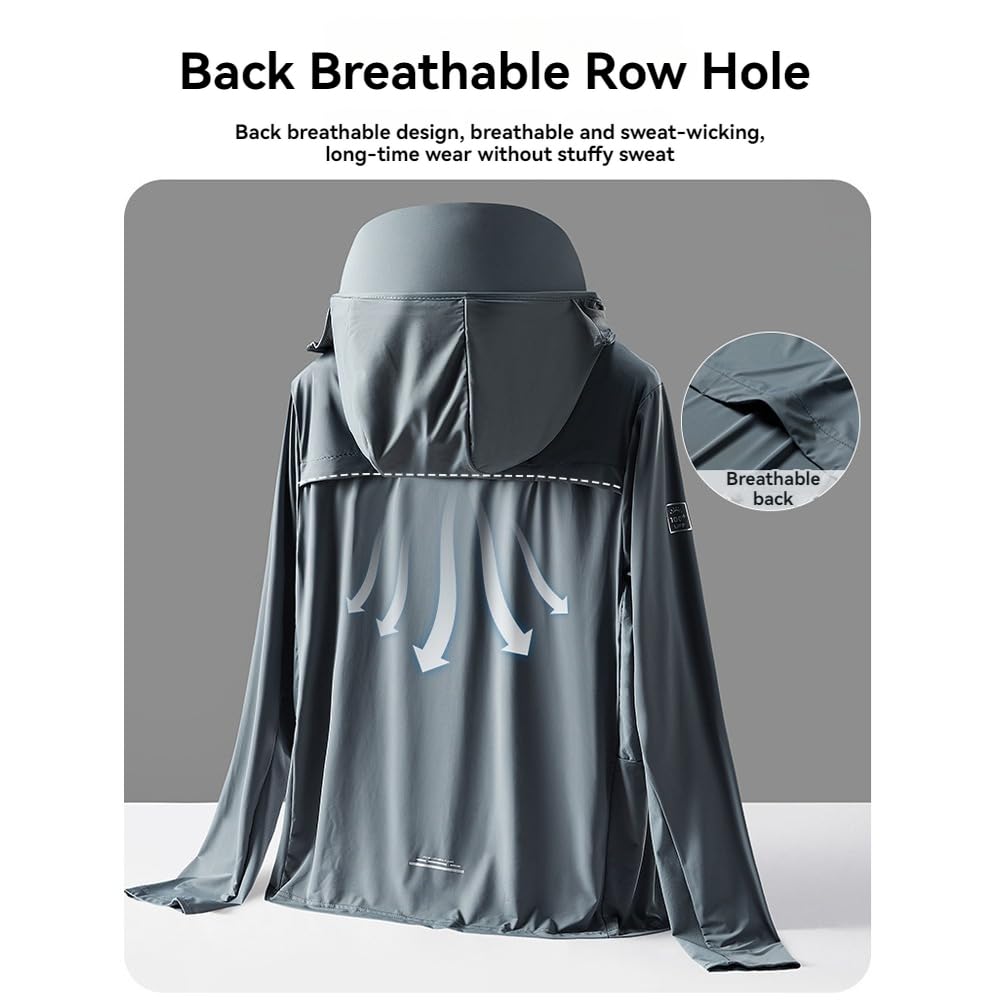 Camisetas de protección solar para hombre, protección contra erupciones finas UPF 50, hilo de seda de hielo, traje de pesca anti-UV, verano