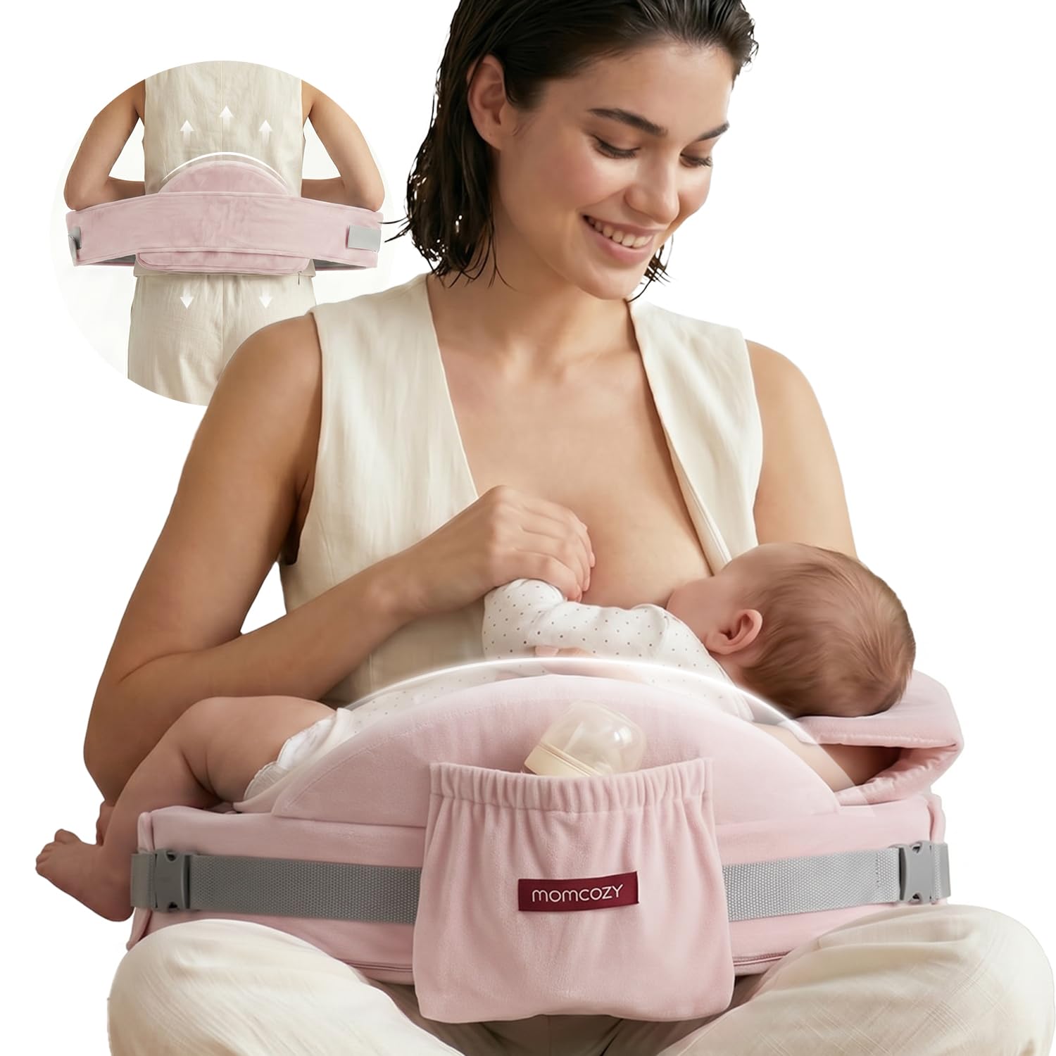 momcozy CozyPro Nursing Pillow, Lumbar & Arm Support, Pink — image 1