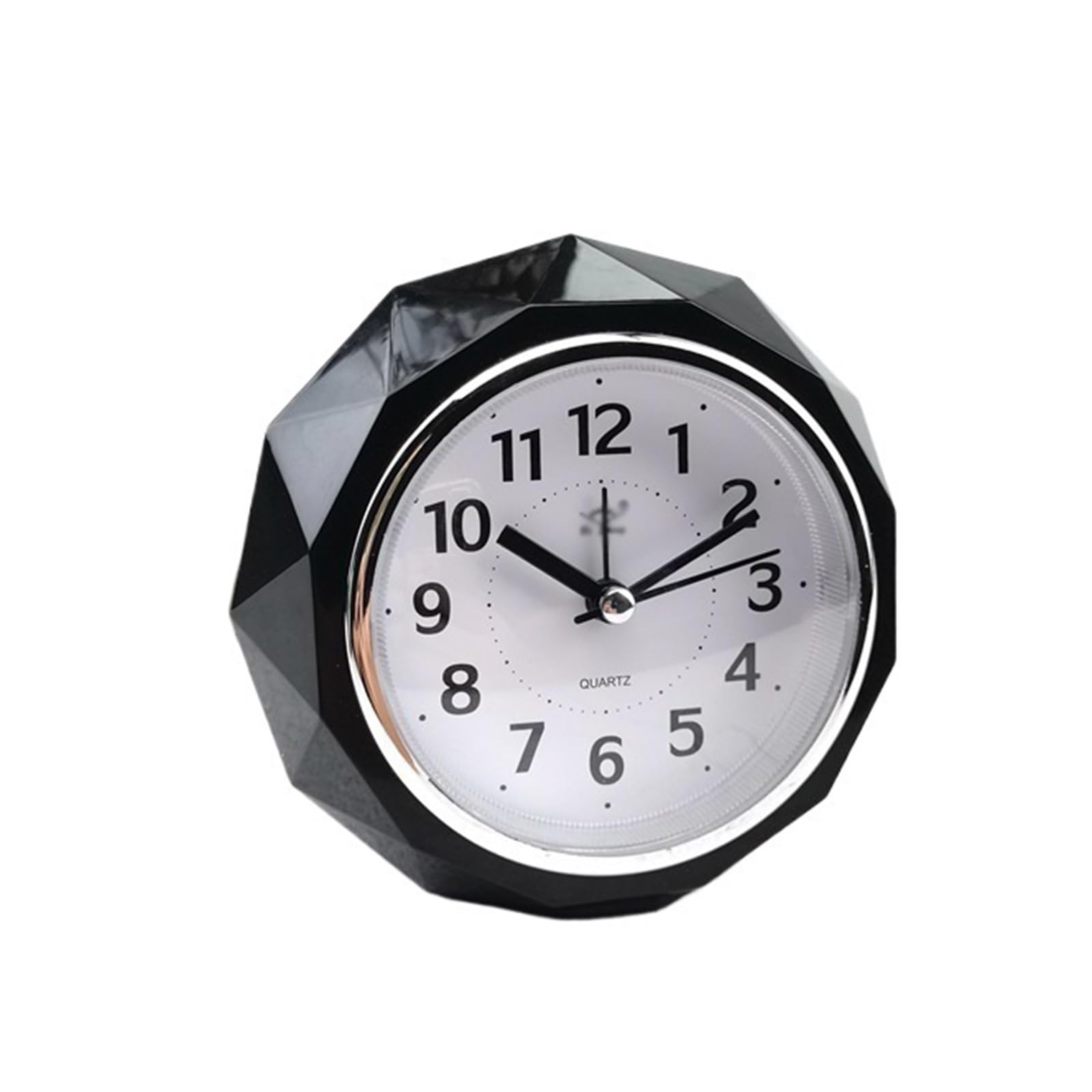 BMKGODN alarm clock， Alarm Clocks Creative Diamond-Shape Small Mute Bedside Electronic Round Number Double Bell(Black)