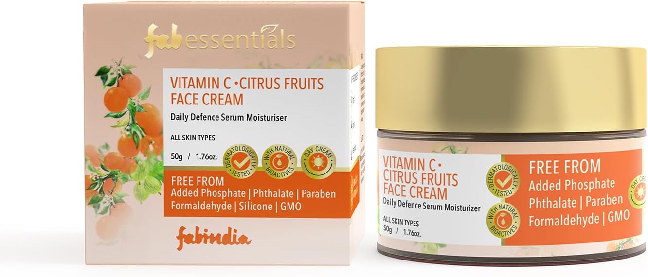 Vitamin C Face Cream - 50gm | Aloe Vera Juice, Allantoin & Kokum Seed Butter | Lightweight and Non-Greasy | Paraben Free | Reduces Dark Spots and Protects Ageing | Nourished and