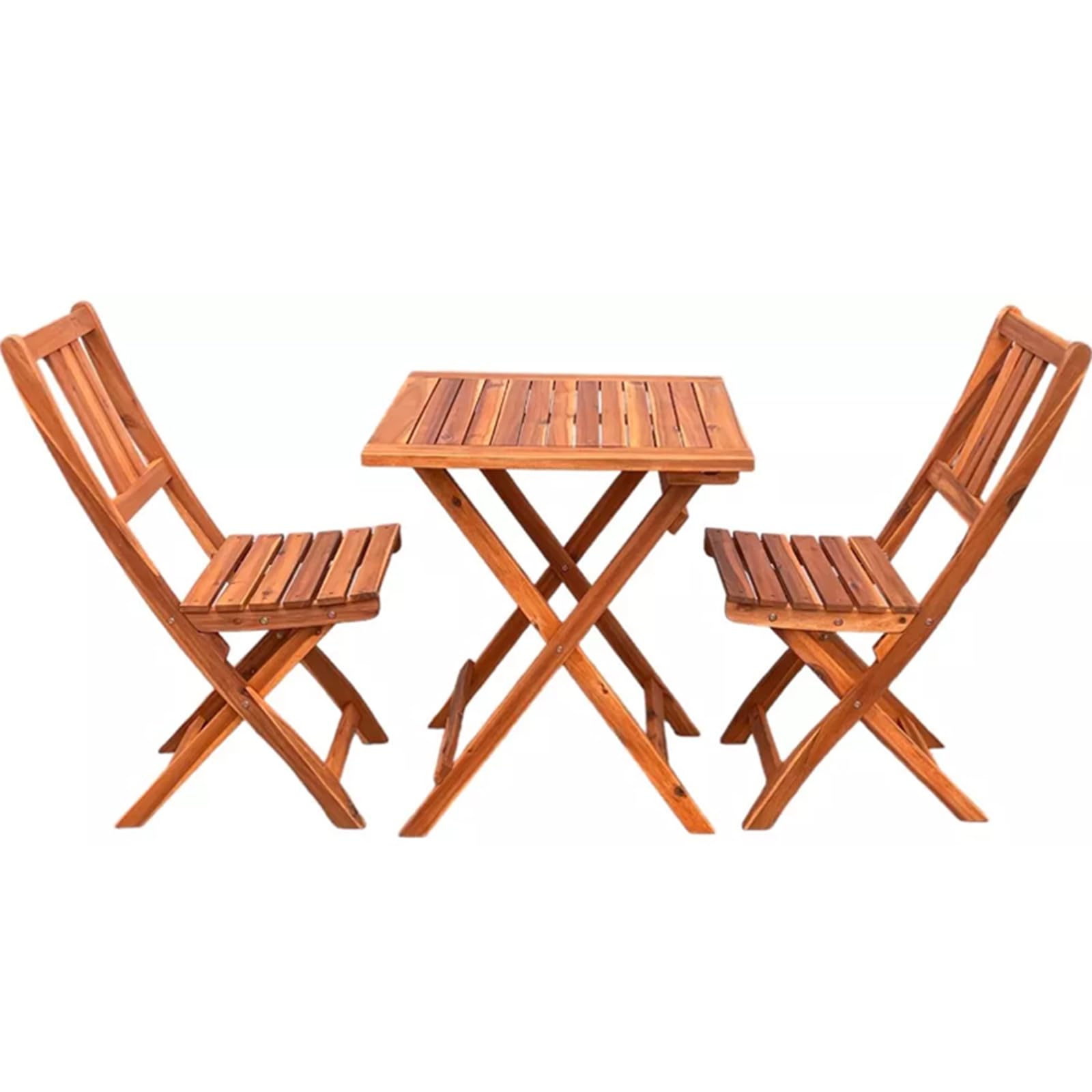 YOEVU - Set de Bistró 3 Piezas Plegable, Mesa y 2 Sillas de Madera de Acacia, Muebles de Exterior para Terraza, Patio, Jardín o Balcón, Color Marrón