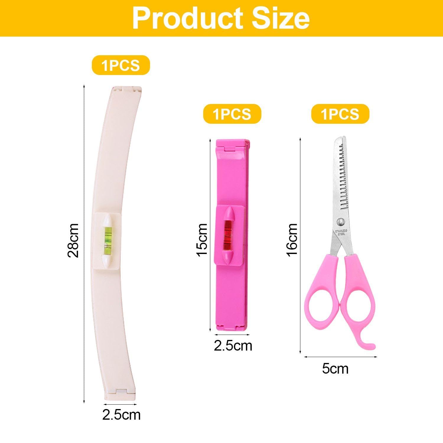 2 Pieces Bang Ruler and 1 Piece Scissors, Hair Style Making Tools, Hair Trimming Tools, Hair Salon Accessories. - Image 2