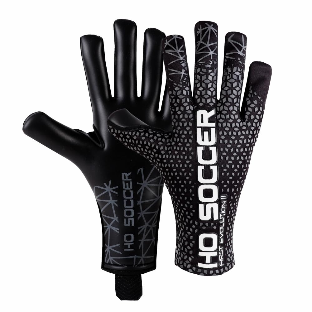 HO Soccer Pro Evolution Negative Blackout Guanti da portiere, unisex, per bambini, nero/argento, 4,5