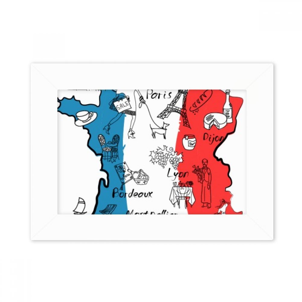 Plan de la Ville France image art peinture avec cadre blanc 4x6
