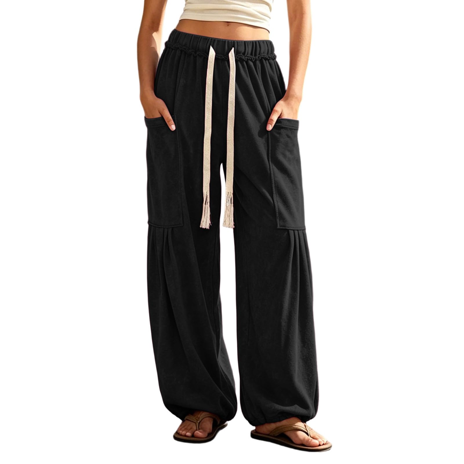 Jogginghose Damen Trainingshose Freizeithose Bequeme Sweatpants Baggy Sweathose Lässig Damenhosen Streetwear Winter Outdoor Hosen Einfarbig Laufhose Joggpants Casual Sporthose mit Elastischer Gürtel