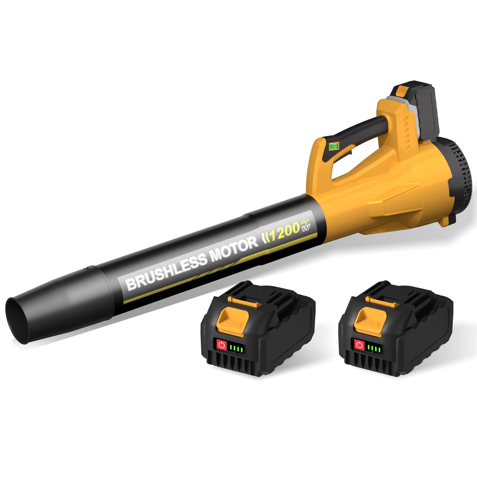 Leaf Blower, Cordless Leaf Blower with 2 X 5.0Ah Battery and Charger, 6 Speed Mode Electric Leaf Blowers Cordless for Blowing Leaves, Blowers for Yard Garden Lawn Care and Dust, Gift for Men (Yellow)