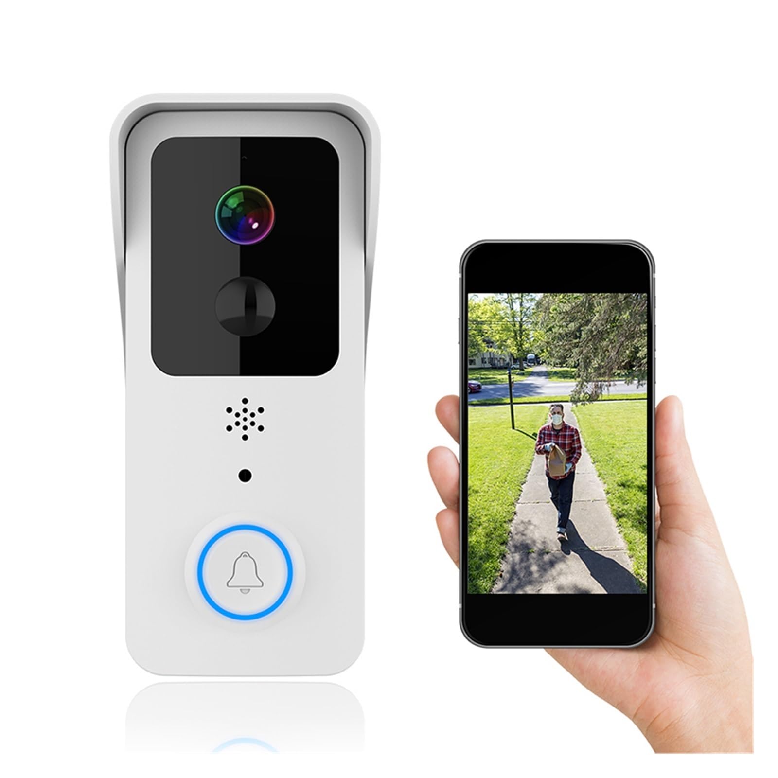 Campanello senza fili Smart Home Visual Campanello 2.4G / 5G Dual WiFi Campanello For Esterni Impermeabile AC / Wireless PIR Citofono Visione Notturna per l'ufficio scolastico a domicilio ( Size : Opt