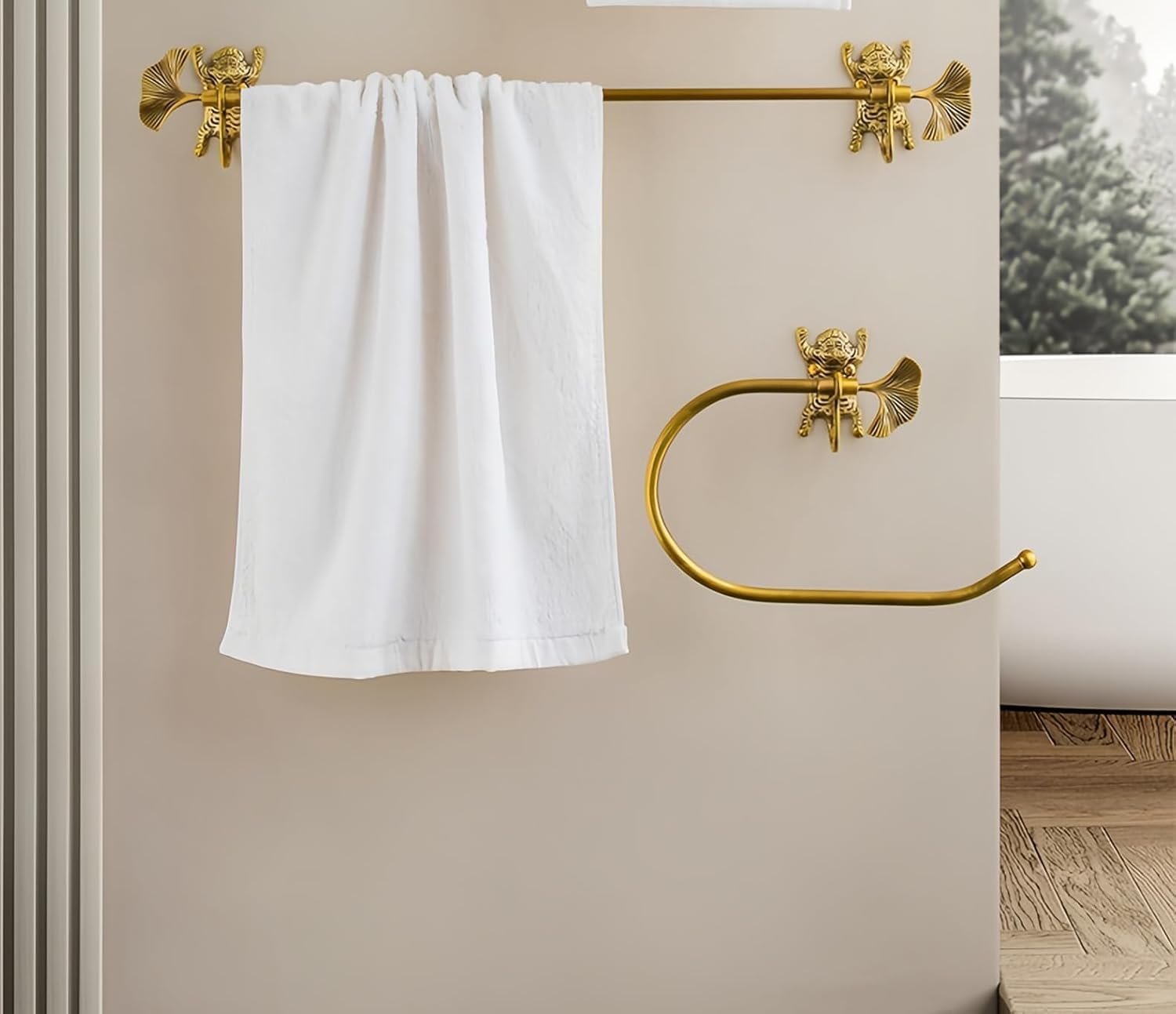 Modern Wall Mounted Towel Rack - Removable, Space-Saving Design for Bathroom & Kitchen - Stylish Home Decor & Durable Hardware Accessories Gold