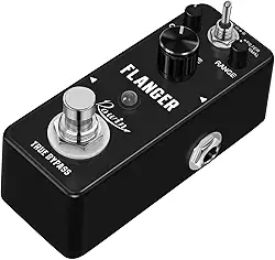 Pedal Flanger Rowin - Efeito analógico vintage preto com modos normal/filtro e desvio verdadeiro (para guitarra/baixo/estúdio)