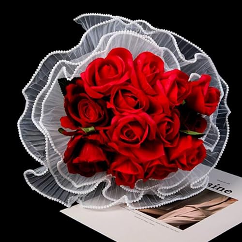 Miniatura 2 de 2 piezas de papel de regalo de ramo de 4.5 yardas, blanco y negro con perlas, papel de envoltura de flores frescas, ramo de papel de embalaje