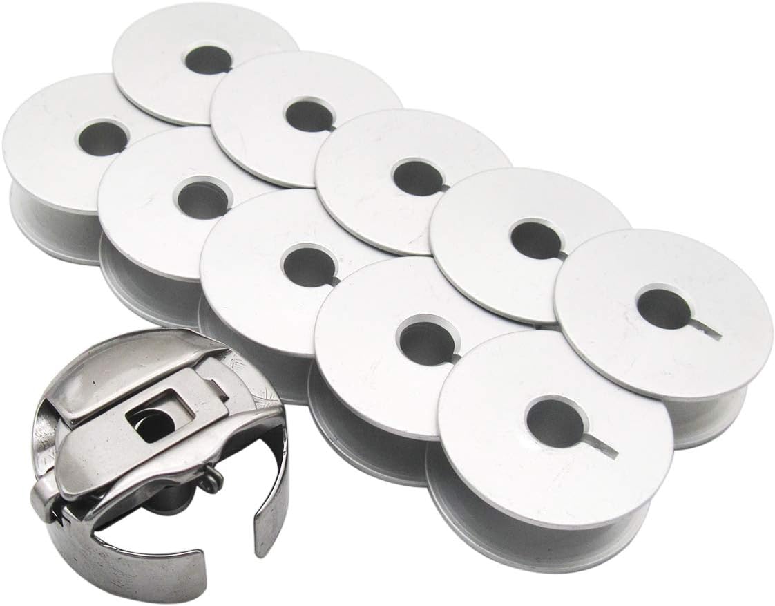 CKPSMS Brand - #BC-DBM(Z2)-NBL"M" Style Large Bobbin CASE/BOBBINS FIT for TAJIMA BARUDAN&TIN Lizzie Ansley Quilting (1PCS Bobbin CASE+10PCS BOBBINS)