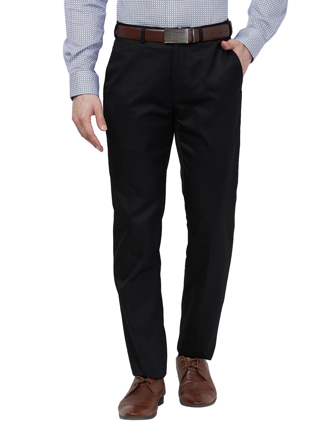 raymond Men Slim Fit Solid Pattern Poly Viscose Blend Flat Front Formal Trouser-picture-24