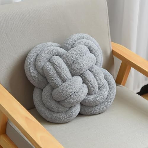 Cojín de Nudo de Lana de Cordero, Suave, Redondo, Decorativo, Color Negro, 35 x 35 x 18 cm (3 Unidades)