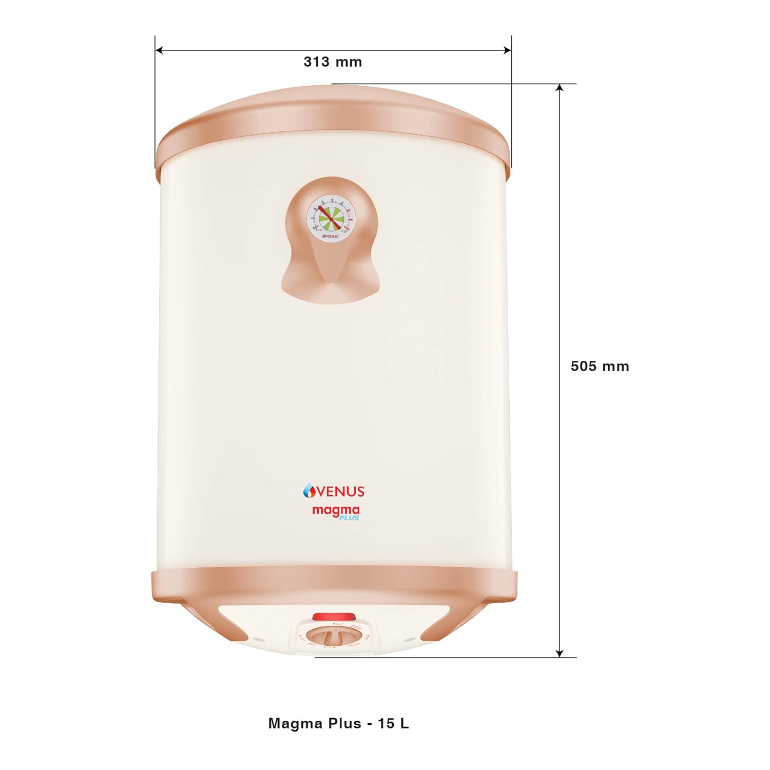 Dimensions of Venus Magma Plus 15L water heater