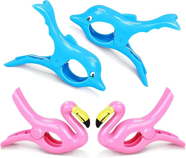 Beach Towel Clips, Sopito 4PCS Large Laundry Windproof Pegs Towel Clips for Sun beds and Sun Loungers to Stablize Towels for Beach Chairs and Laundry