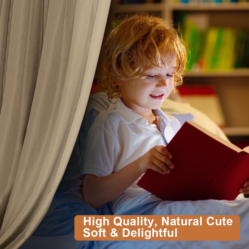 Vicloon Tenda Letto Bambini 100% Cotone, Tenda Letto Montessori per Letto Bambini, Baldacchini in Tessuto, Tenda da Letto per la casa in Mussola, 135 x 360 cm, Grigio Beige