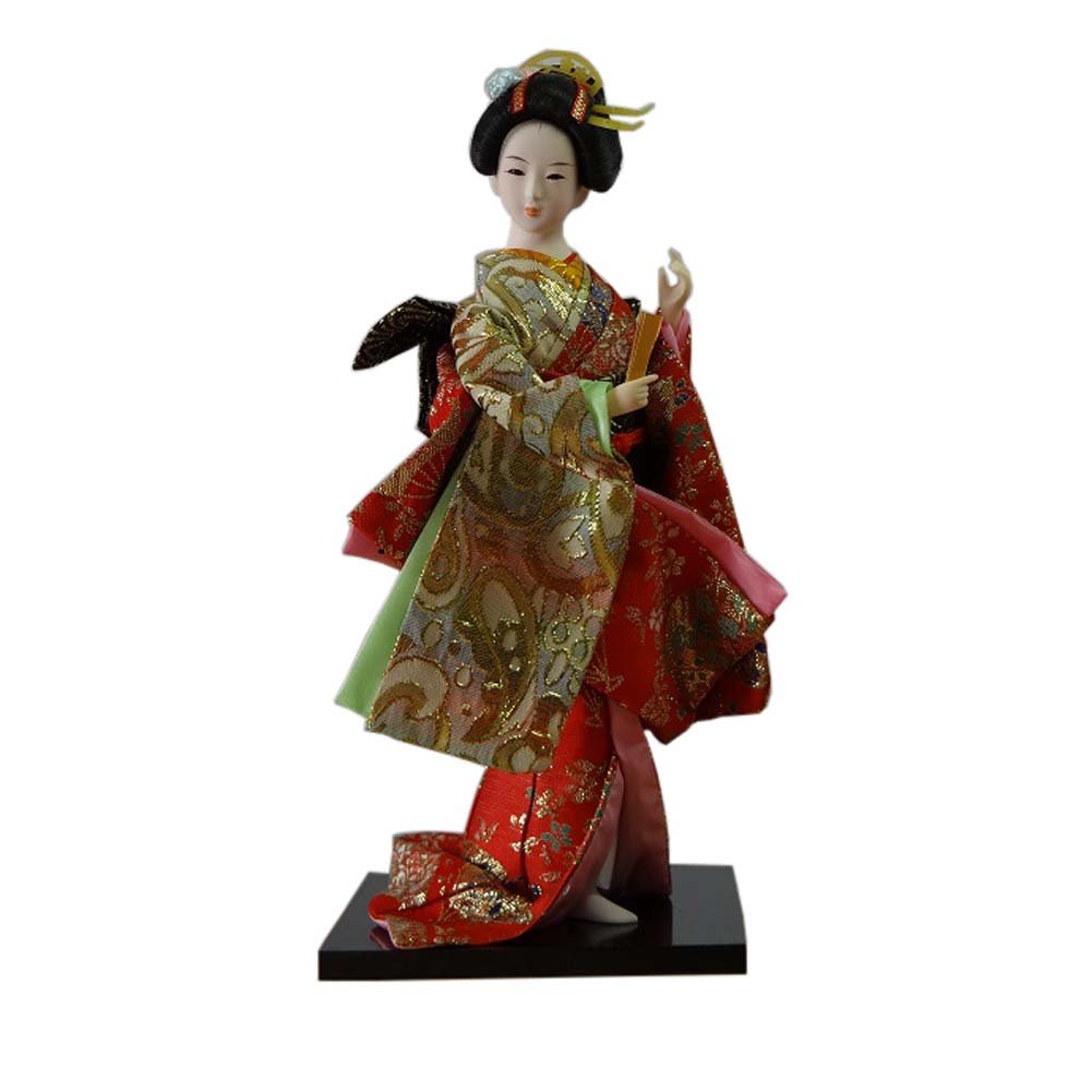Poupée Kimono Geisha Japonaise En Bois - Figurine Décorative Traditionnelle Blanche, Ornement Miniature Pour Maison Et Restaurant