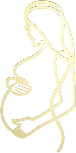 Miniatura 4 de Abstracto Arte Línea Mujer Embarazada Pastel Topper, Espejo Dorado, Baby Shower