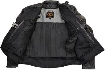 Milwaukee Leather LKM17007 Men's Premium Black Leather Motorcycle Bikers Rider Jacket w/CE Armor