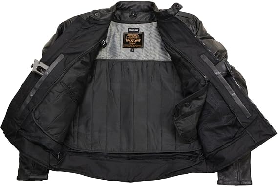 Milwaukee Leather LKM17007 Men's Premium Black Leather Motorcycle Bikers Rider Jacket w/CE Armor
